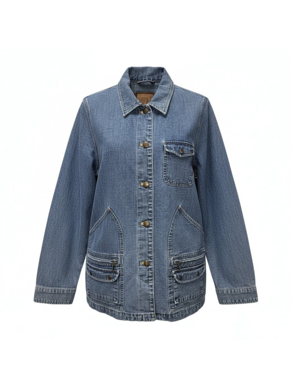 Lauren Jeans Company Women's Vintage Blue Denim Utility Fishing Jacket Size P/L